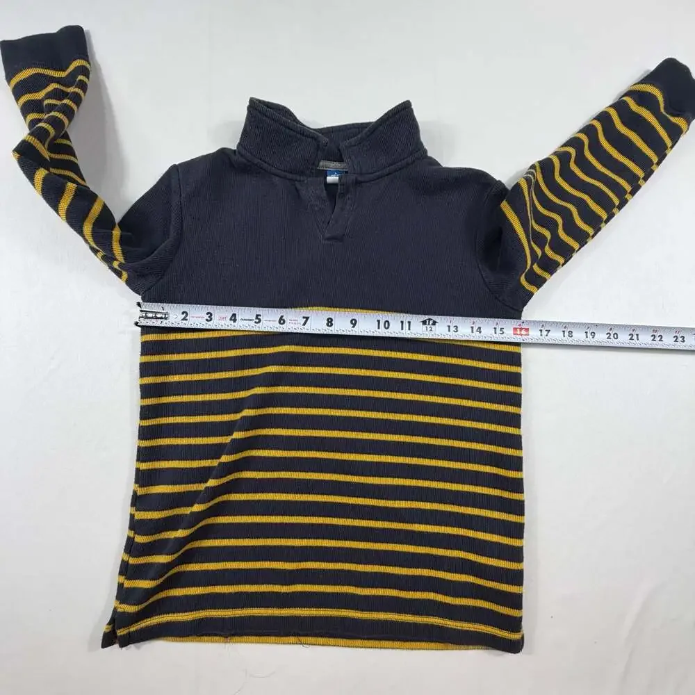 Old Navy Boys Navy Blue and Yellow Striped Mock Neck Long Sleeve Sweater Size L
